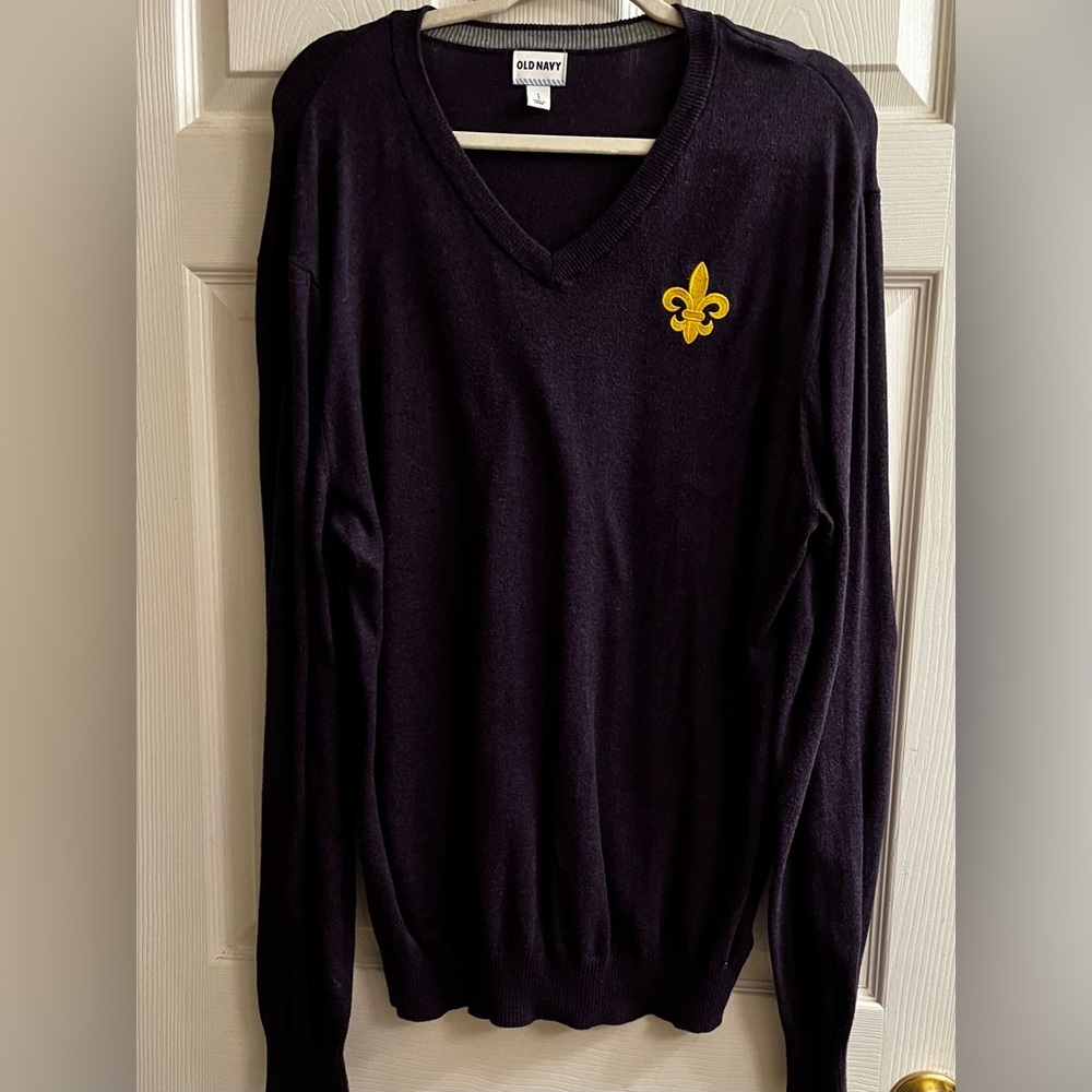 OLD NAVY~PURPLE~FLEUR DE LIS~MEN’S SWEATER~LG